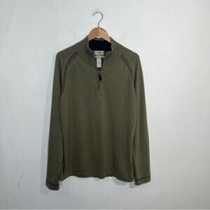 Horny Toad Men's Brown 100% Merino Wool Quarter Zip Pullover Sweater Size XL